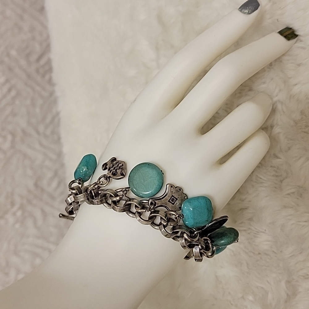 Silpada Bracelet Silver Turqoise Charms